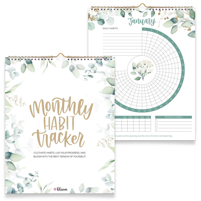 Bloom Daily Planners Hanging Habit Tracking Calendar â Undated 12 Month Inspirational Habit Tracker for Daily, Weekly & Monthly Goals (8â X 10â)