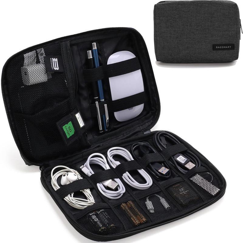 BAGSMART Electronics Organizer Travel Case, Small Cord Bag, Tech Organizer as Travel Accessories for Men Women, Cable Essentials for Phone, SD