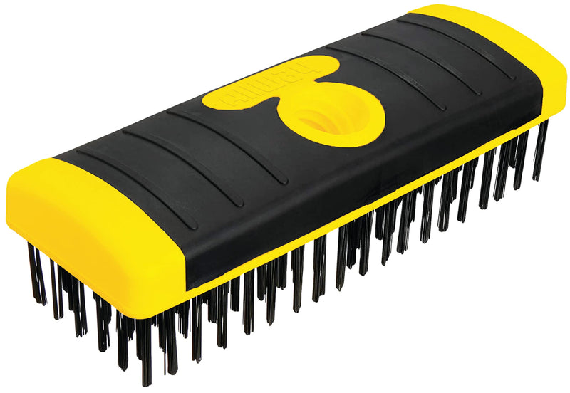 ALLWAY SB619 Carbon Steel Wire Scrub Brush Block | Soft-Grip, Threaded Pole Socket, Chemical and Solvent Resistant Bristles