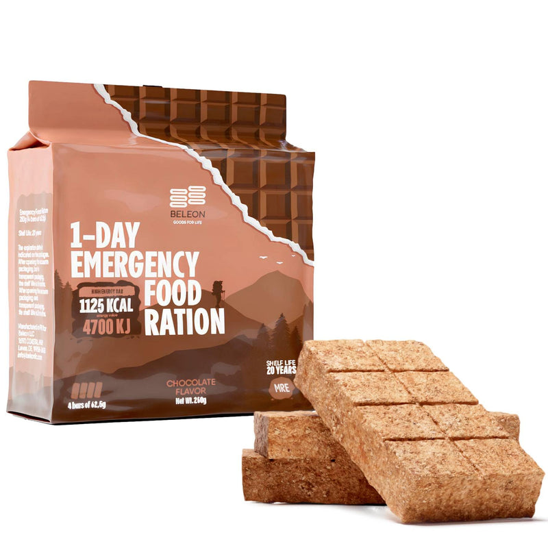Emergency Food Supply - Chocolate Survival Ration - 20 Years Shelf Life - 1 Day Chocolate 1-Day
