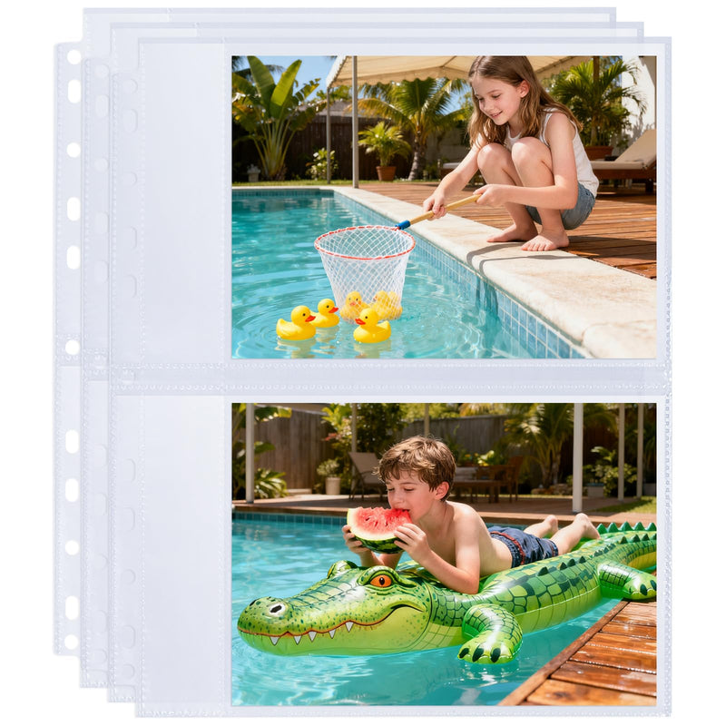 30 Pack 5x7 Photo Album Refill Pages for 3 Ring Binder,Ultra-Clear Photo Sleeves Holding 120 Pictures, Double-Sided 2 Pockets Photo Pages, Photo