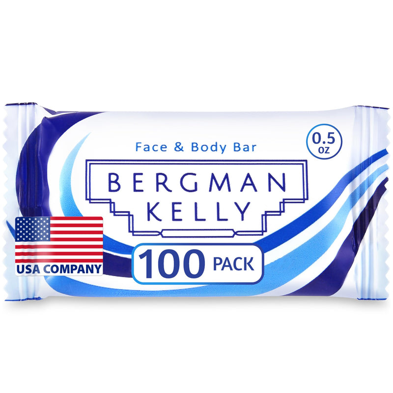 BERGMAN KELLY - Hotel Soap Bars - White Tea, 0.5 oz, 100 PK - Travel Size Luxury Bulk Amenities Bar Soap - Mini Individually Wrapped Rectangular