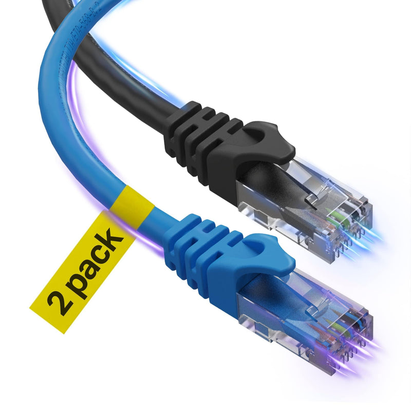 Cat 6 Ethernet Cable 6 Ft 2 Pack, Cat 6 Cable Outdoor&Indoor, High Speed 10Gbps Internet Network Cable, Cat6 Ethernet Patch Cable Long, Computer