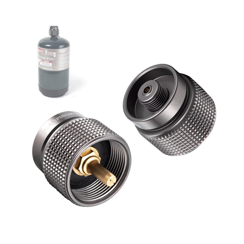 CAMPINGMOON 2Pcs Set Camping Grill Gas Stove Adapter, Input: 16Oz/1Lb Small Propane Canister, Output: EN417 Lindal Valve Z22-2P