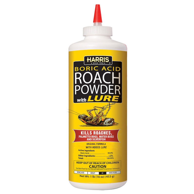 HARRIS Boric Acid Roach and Silverfish Killer Powder w/Lure for Insects (16oz) Pack of 1