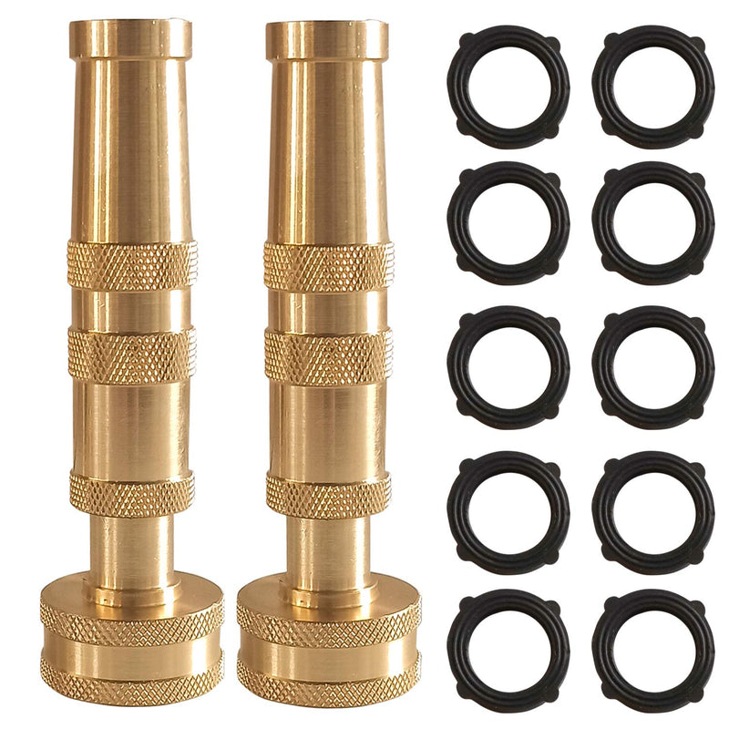 Hourleey Adjustable Twist Hose Nozzle, 4" Heavy-Duty Brass Hose Nozzle with 10 Garden Hose Rubber Washers, 2 Pack 4 Inch Nozzle Twist 2Pack