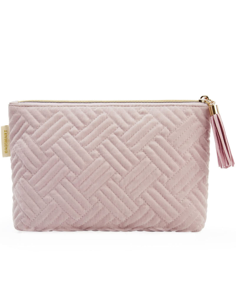 BAGSMART Small Makeup Bag, Elegant Cosmetic Pouch with Tassel, Soft Water-Resistant Travel Organizer for Women, Cosmetics & Everyday Essentials,