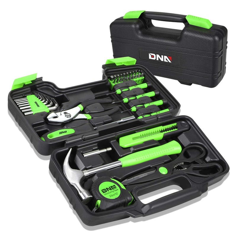 DNA MOTORING 39-Piece Household Tool Set General Repair Small Hand Tool Kit Storage Case for Home Garage Office College Dormitory Use, Pink,