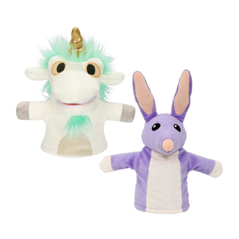 Bluey Unicorse & Bob Bilby Hand Puppet Plush Toys, 8-9”, 2-Pack | Soft deluxe fabric, embroidered details, perfect for toddler hands, imaginative