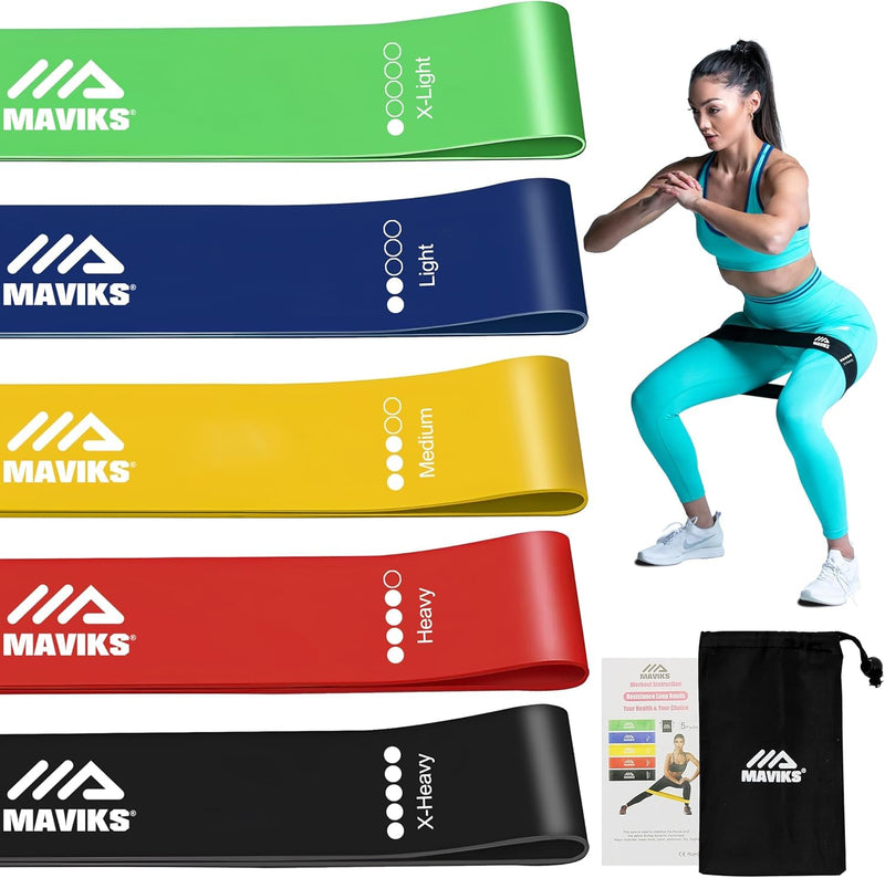 Exercise Resistance Bands for Working Out Set of 5 for Women and Men, Stretch Bands for Exercise, Physical Therapy, Arms Legs Workout, Stretching,