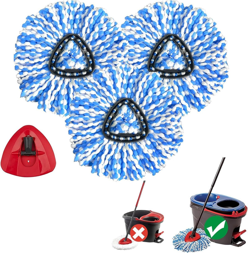 3 Pack Spin Mop Replacement Heads Compatible with O Cedar RinseClean 2-Tank System, Microfiber Spin Mop Refills Replace Heads, Deep Cleaning,