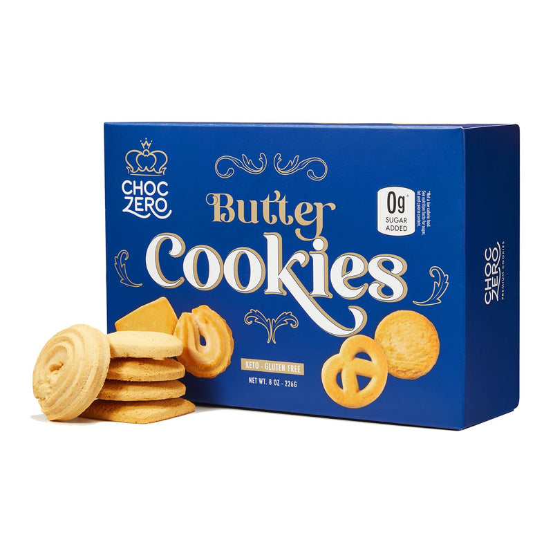 ChocZero Sugar Free Butter Cookies, Danish Shortbread Cookies, Gluten Free, No Sugar Alcohols, Keto, High Fiber, 8 oz Box 8 Ounce (Pack of 1)
