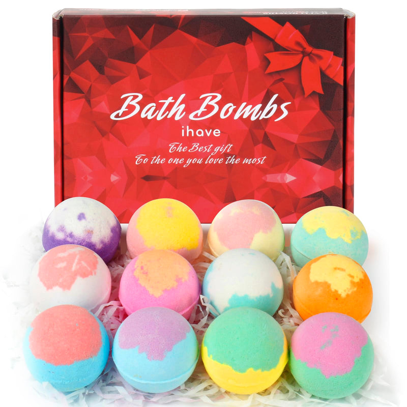 iHave Bath Bombs for Kids and Women, 12 Natural Handmade Bath Bomb Gift Set, Bubble Bath Bombs - Perfect Self Care Relaxing Spa Gifts for Women 1