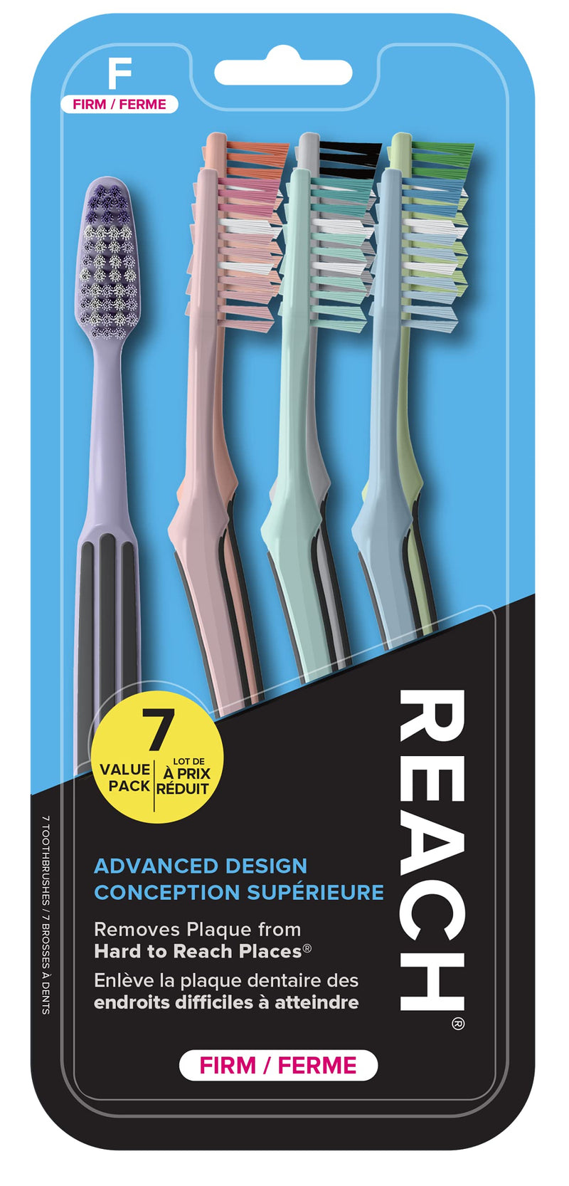 Reach Advanced Design Toothbrush, Firm Bristles, 7 Count Value Pack 7 Count (Pack of 1) Firm
