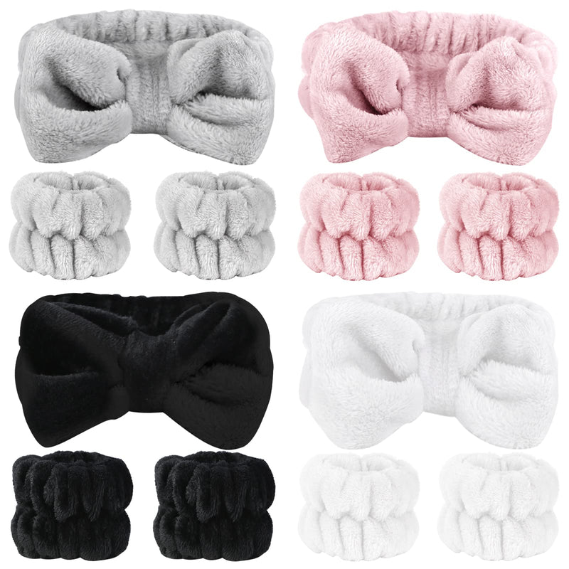 SLNZAPTY 12 PCS Face Wash Headband Wristband Sets for Women and Girls | Soft Microfiber Spa Hair Wraps, Makeup Skincare Bath Headbands, Wrist