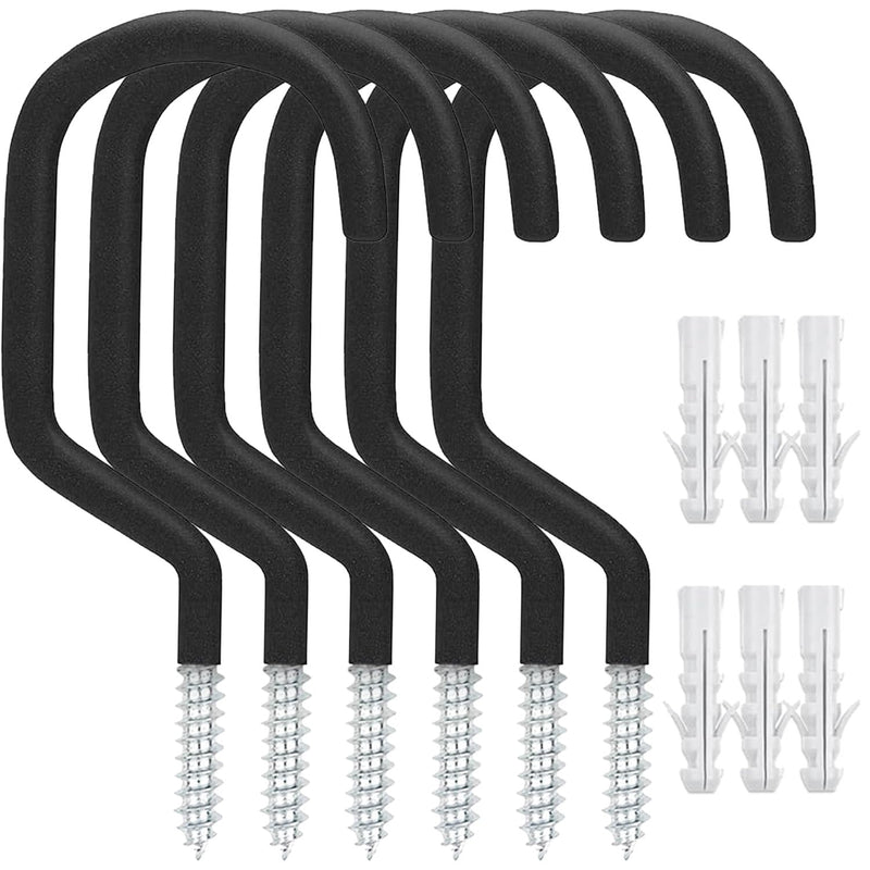 6 Pack Heavy Duty Garage Bike Storage and Utility Hooks-5.7 Inches for Garage Wall and Ceiling-Garage Hooks for Hanging Bicycle,Hose,Cords,and