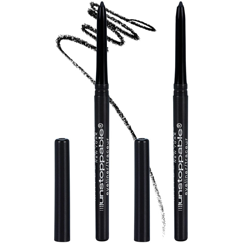 Maybelline Unstoppable Waterproof Mechanical Black Eyeliner Pencil, Easy to Apply, Smooth Glide, up to 24 Hour Wear, Onyx, Pack of 2