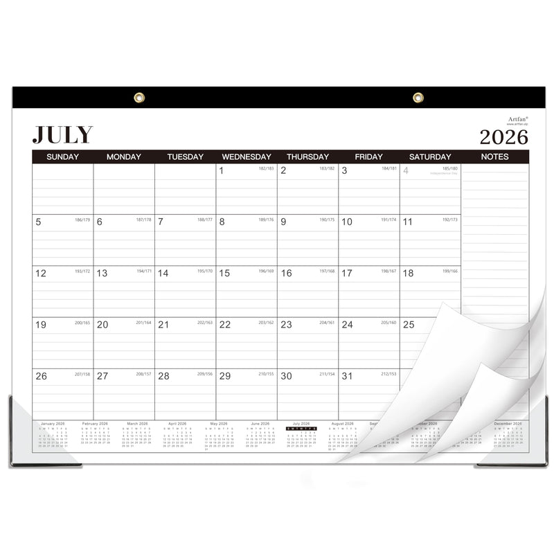 2026-2027 Desk Calendar, Jul.2026 - Dec.2027, 16.8" x 12" | Thick Paper, Desk Calendar 2026-2027/Wall Calendar 2-in-1 with Corner Protectors,