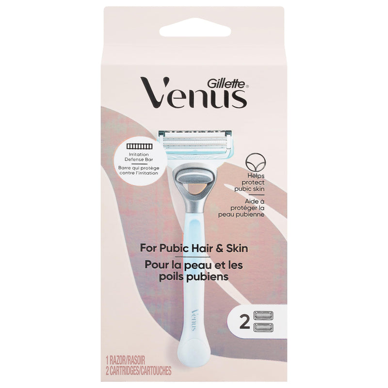 Gillette Venus Intimate Grooming Razors for Women, Bikini Razors for Women, 1 Venus Razor Bikini Trimmer, 2 Razor Blade Refills, Pink, (Package