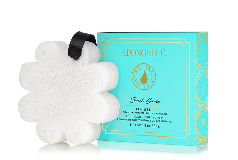 SPONGELLÃ Boxed Flower Shower Body Wash Infused Buffer, Beach Grass