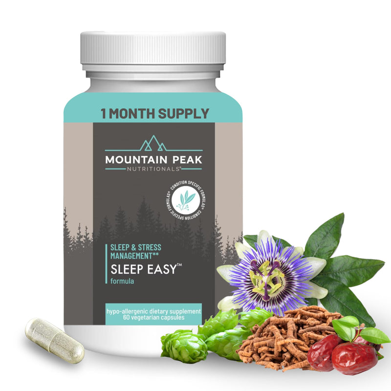 Mountain Peak Nutritionals Sleep Easy - Sleep Support Supplement Promoting a Relaxed & Calm Mood - 5-HTP, Amino Acids, Melatonin, & Magnesium -