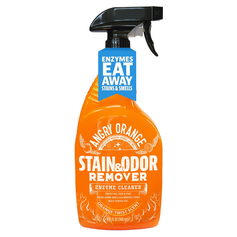 Angry Orange Stain Remover - 32oz Enzyme Pet Cleaner - Dog & Cat Urine Destroyer and Stain Remover - Citrus Spray Cleaning Solution - Puppy