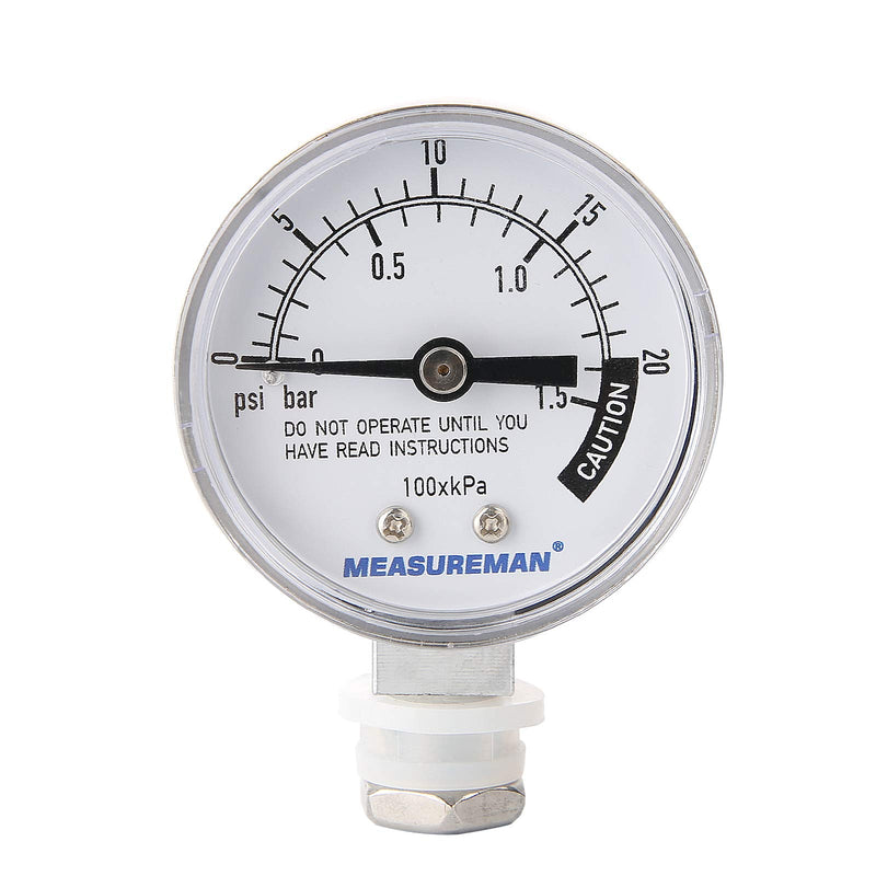 MEASUREMAN Stainless Steel Pressure Cooker Gauge, Pressure Canner Gauge, Steam Pressure Gauge, 2" Dial, Lower Mount, Including Hexagon Gasket and