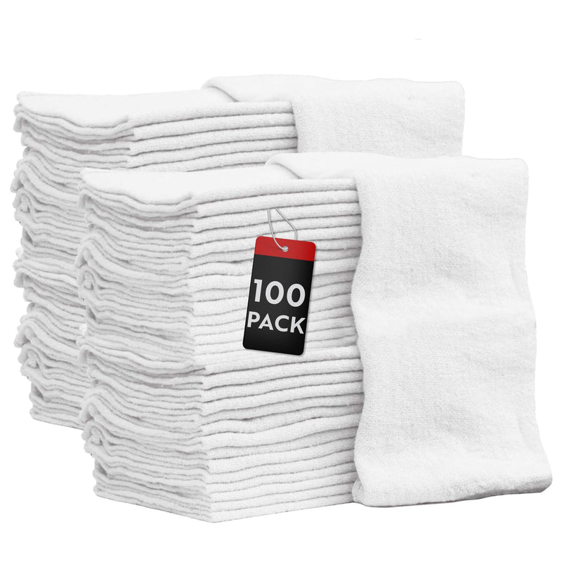 Nabob Wipers Auto Mechanic Shop Towels 100 Pack Bulk Rags 100% Cotton Commercial Grade Shop Rags Size 14"x14" (100 Pack, White) 100 Pack White