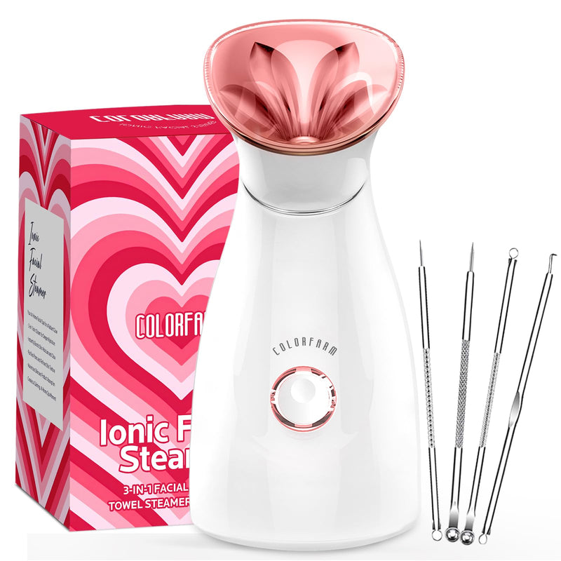 Colorfarm Facial Steamer Nano Ionic: Face Steamer Deep Cleaning Unclogs Pores - Humidifier Hot Mist Home Sauna Spa for Women Men Sinuses