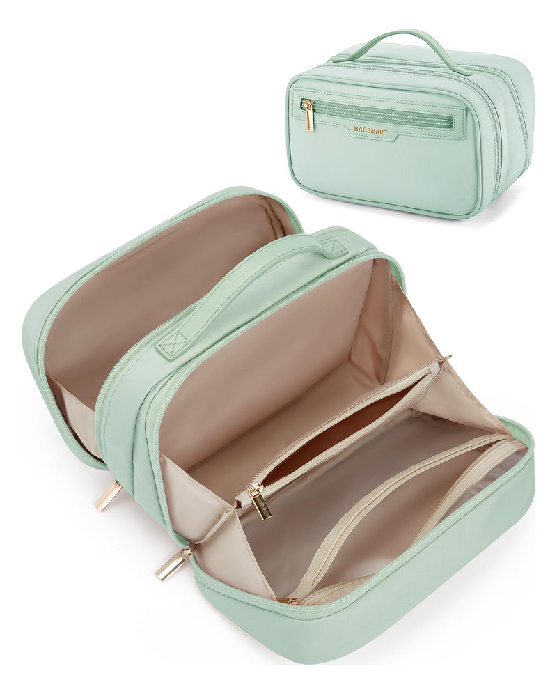BAGSMART Travel Makeup Bag, Make Up Bag with Multiple Compartments for Organizer, Durable & Compact Cosmetic Organizer for Women for Travel