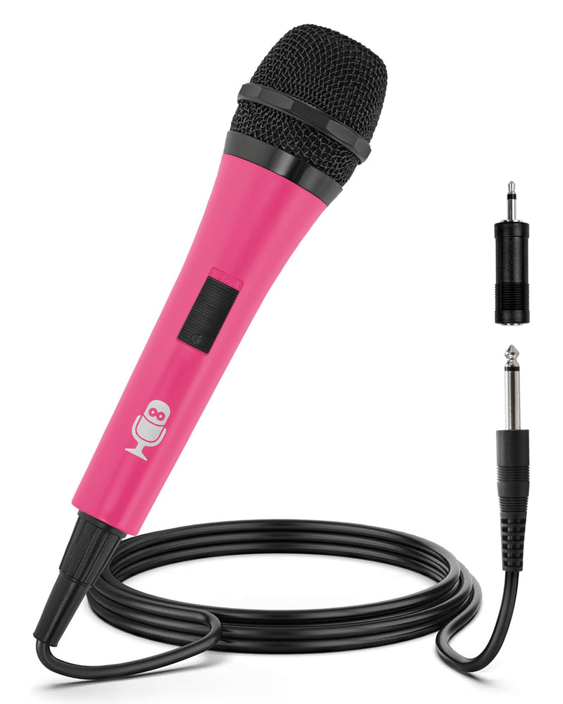 Singing Machine Wired Microphone for Karaoke, (Pink) - Unidirectional Dynamic Vocal Microphone - Plug-In Microphone for Karaoke Machine, AMP, &