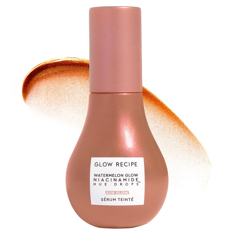 Glow Recipe Hue Drops Bronzing Drops, Tinted Face Serum, Glow Primer + Liquid Highlighter, Niacinamide + Hyaluronic Acid, Radiant Warm Glow,