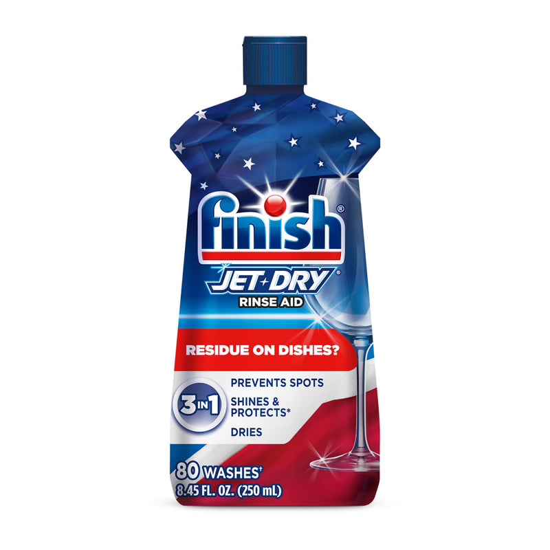 Finish Jet-Dry Dishwasher Rinse Aid, Compatible with Dishwasher Detergent, Prevents Spots & Residues, Dries, Shine & Protects, 8.45 oz, 80 Washes.
