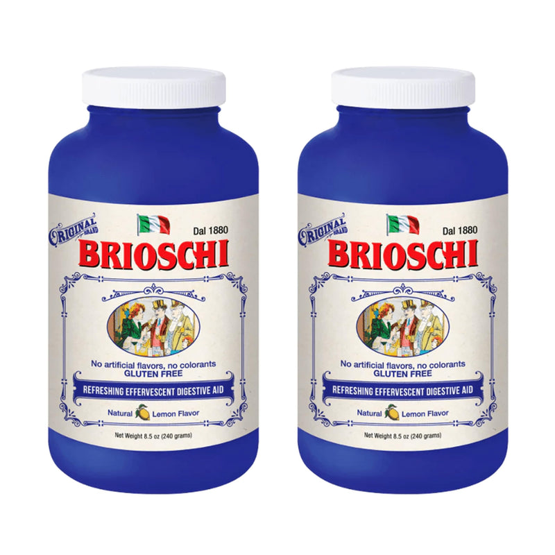 Brioschi Italian Lemon Flavored Effervescent Heartburn, Upset Stomach, Acid Indigestion, 8.5 Oz Bottle (Pack of 2)