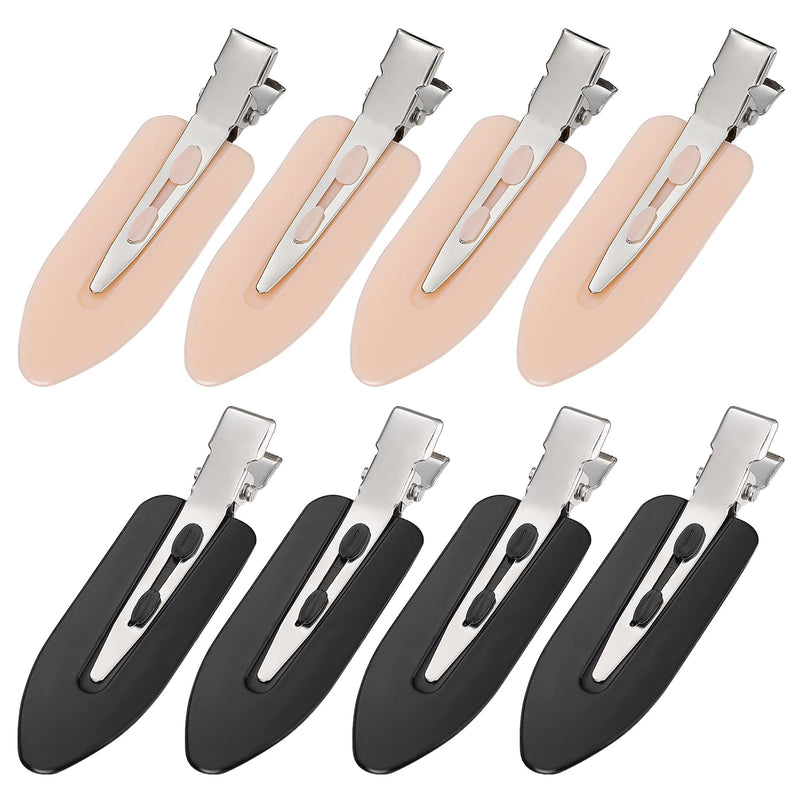 8Pcs Creaseless Hair Clips for Women Styling, 4 Black, 4 Pink | MADHOLLY No Crease No Bend, Alligator Flat Hair Barrettes for Fixing Bangs,