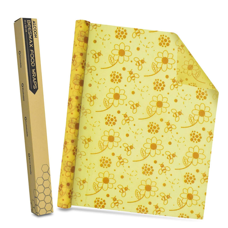 ERKOON Beeswax Food Wraps 1 Meter Roll 13 X 39 Inch Reusable Beeswax Wraps Eco-Friendly Sustainable Food Storage Wraps for Sandwich, Cheese,