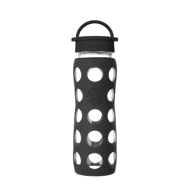 Lifefactory 22-Ounce Bpa-Free Glass Water Bottle with Classic Cap and Protective Silicone Sleeve, Onyx