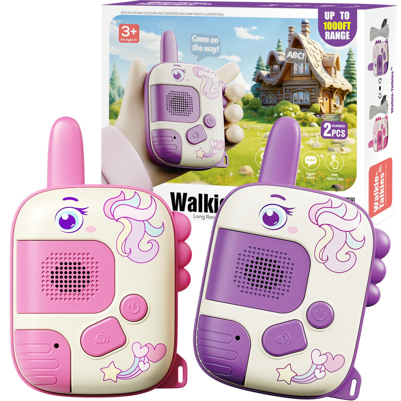 Walkie Talkies Toys for Girls:Unicorn Toys 2 Pack Birthday Gifts for 3 4 5-7 8 Year Old Girls Toy for 4 5 6 7 8-10 Year Old Camping Outdoor
