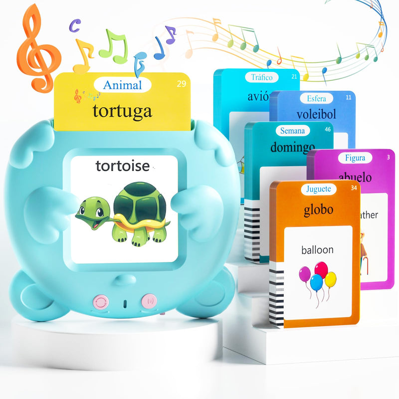 Spanish & English Talking Flash Cards for Toddlers, 510 Sight Words Bilingual Learning Toys for Children, Autism Pocket Speech Therapy Toys,