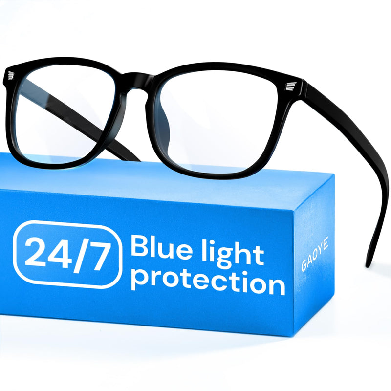 Gaoye Black Blue Light Glasses for Computer & Gaming - Anti UV Ray Lenses, Scratch-Resistant & Comfort Fit Medium **Light Black 1