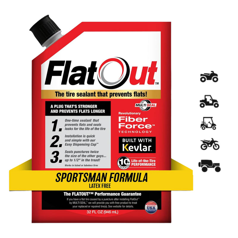 FlatOut Tire Sealant Sportsman Formula - Prevent Flat Tires, Seal Leaks, Contains Kevlar, 32-Ounce Bottle, 1-Pack… 1 Pack - 32 Fl Oz