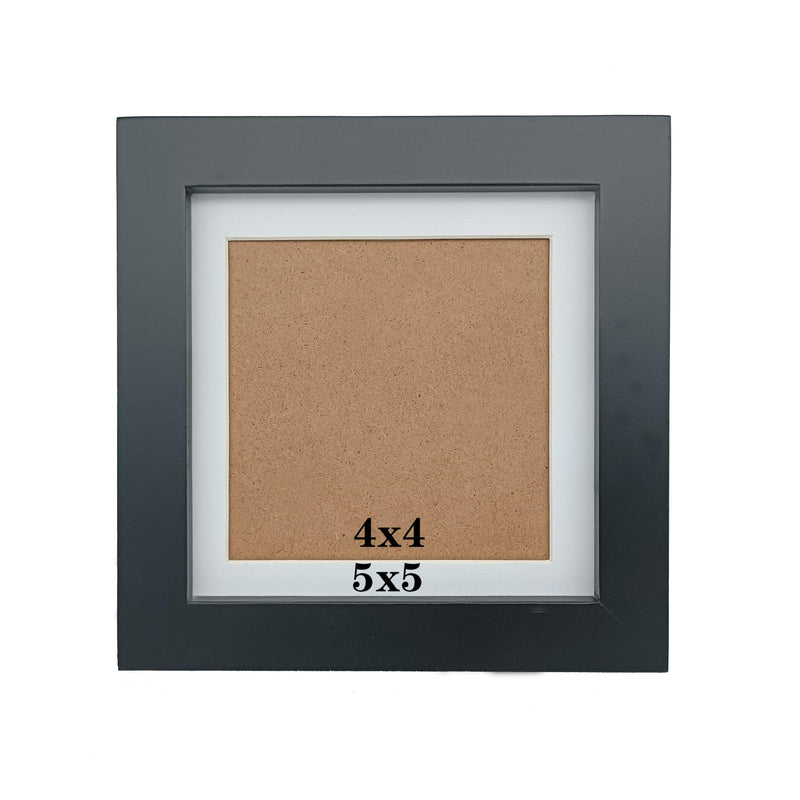 5x5 Wooden Picture Frames with 4x4 Opening Mat. Black Square Solid Wood | Includes 4x4 Mat.Black Finish.Fit 4x4 and 5x5 Pictures.Tabletop & Wall