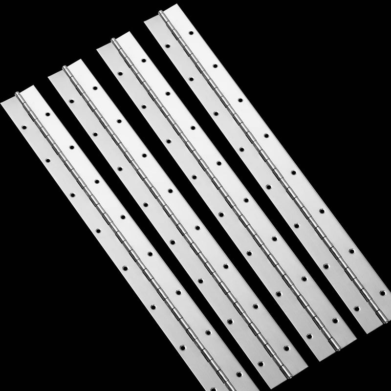 EPHECH 18" Piano Hinge, 4PCS Stainless Steel Continuous Piano Hinge-Silver | Heavy Duty Smooth Polished Piano Hinges, 0.04" Thickness 1.2" Open