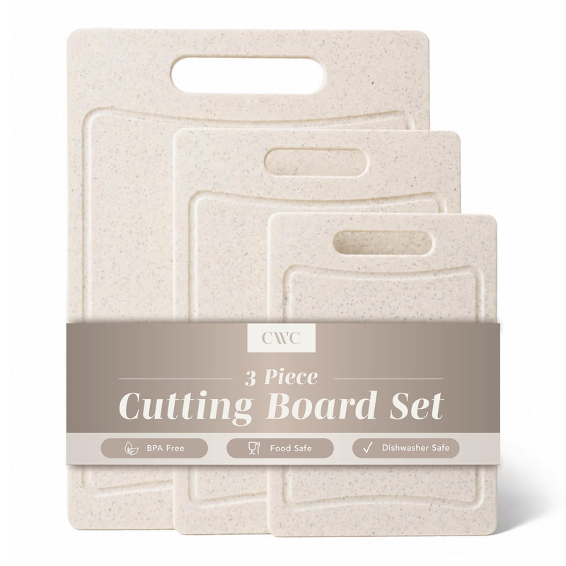 COOK WITH COLOR Non-Slip Cutting Board Set – Kitchen Essentials with Easy Grip Handle for Meat, Veggies, and Fruits, 3 Cutting Boards, Speckled
