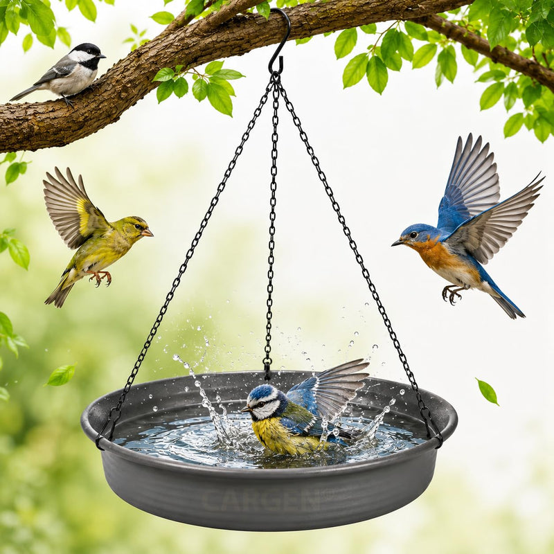 Hanging Bird Bath Hanging Bird-Feeder - CARGEN Garden BirdBath Tray Wildlife Feeder Plate Water Bowl or Water Bowl for Outdoors Garden Patio
