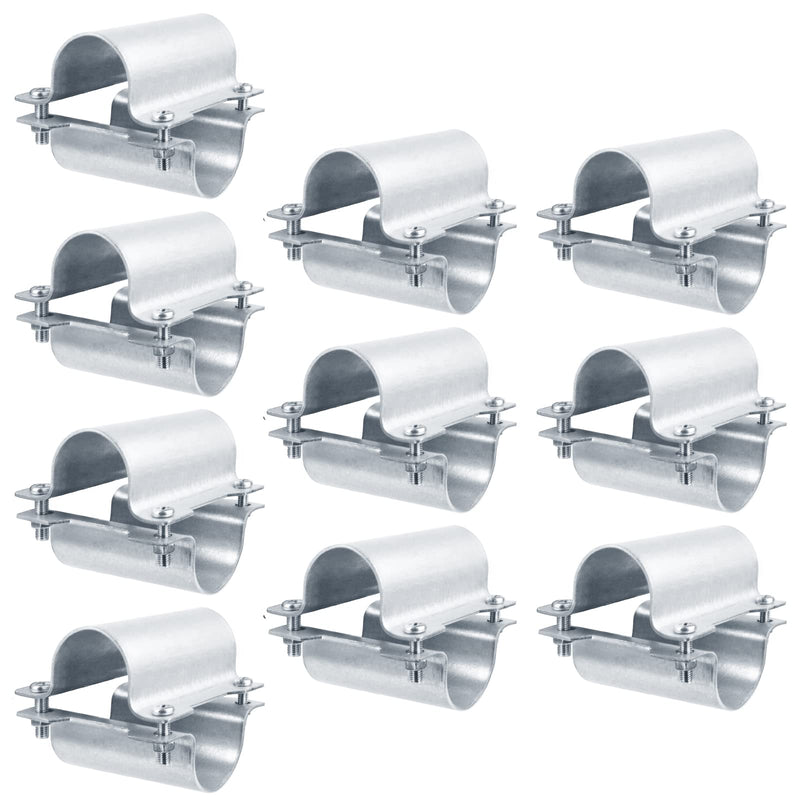 10 Pack 1-3/8" Greenhouse Cross Grid Connector, Chain Link Fence Pipe Clamp | For Purlin to Arch Trellis