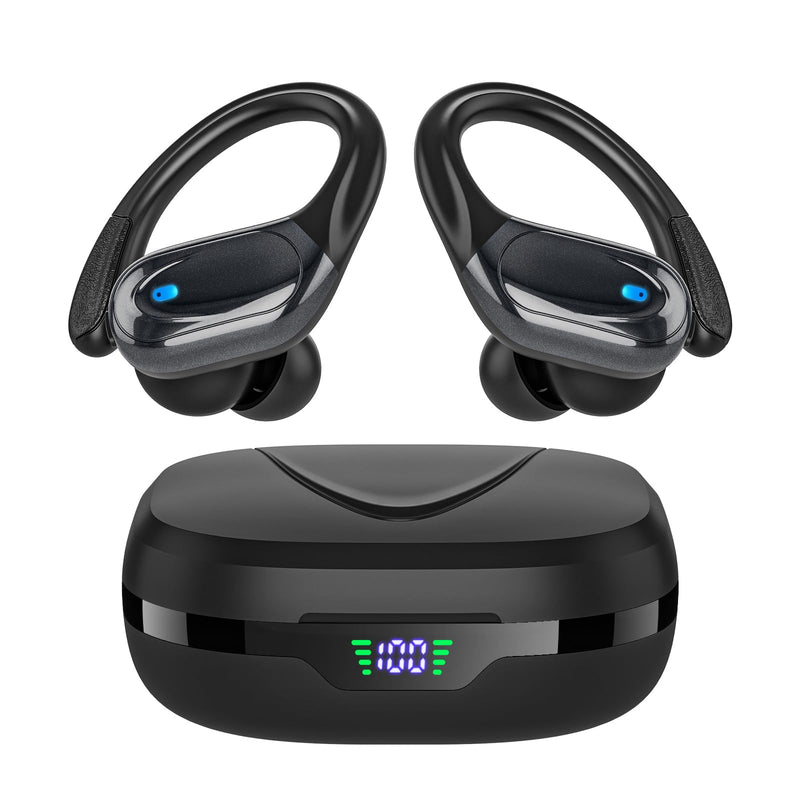 Wireless Earbuds Bluetooth Headphones 80hrs Playback Ear Buds Power Display with Noise Canceling Mic Headsets for Sports/Workout/Running Black