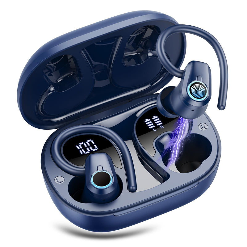 Wireless Earbuds, 2023 Bluetooth Headphones 5.3 Sport, 50H Ear buds with Earhooks, Dual LED DisplayBluetooth Earbuds, Stereo Noise Cancelling