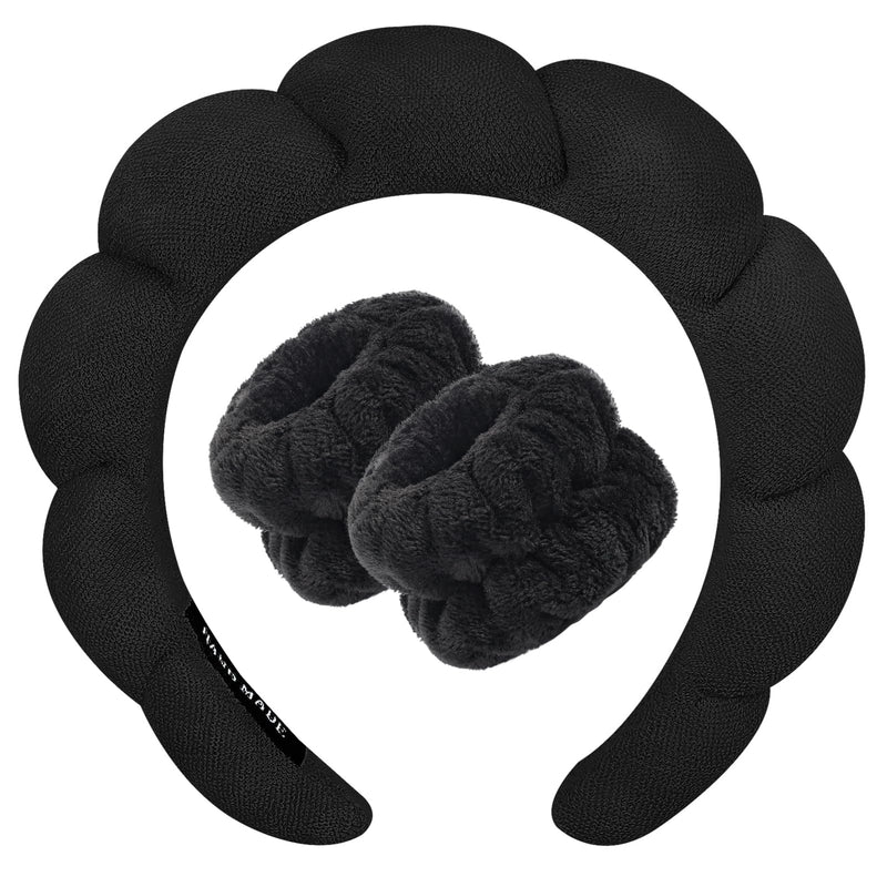 Zkptops Spa Headband for Washing Face Wristband Sponge Makeup Skincare Headband Terry Cloth Bubble Soft Get Ready Hairband for Women Girl Puffy