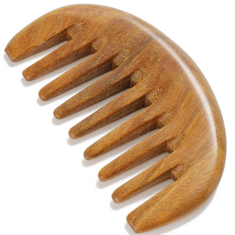 Wooden Comb, Wide Tooth Comb for Scalp Massage & Distribute Oils | No Statics Green Sandalwood Scalp Comb, Reduce Hair Loss Caused by Static, with